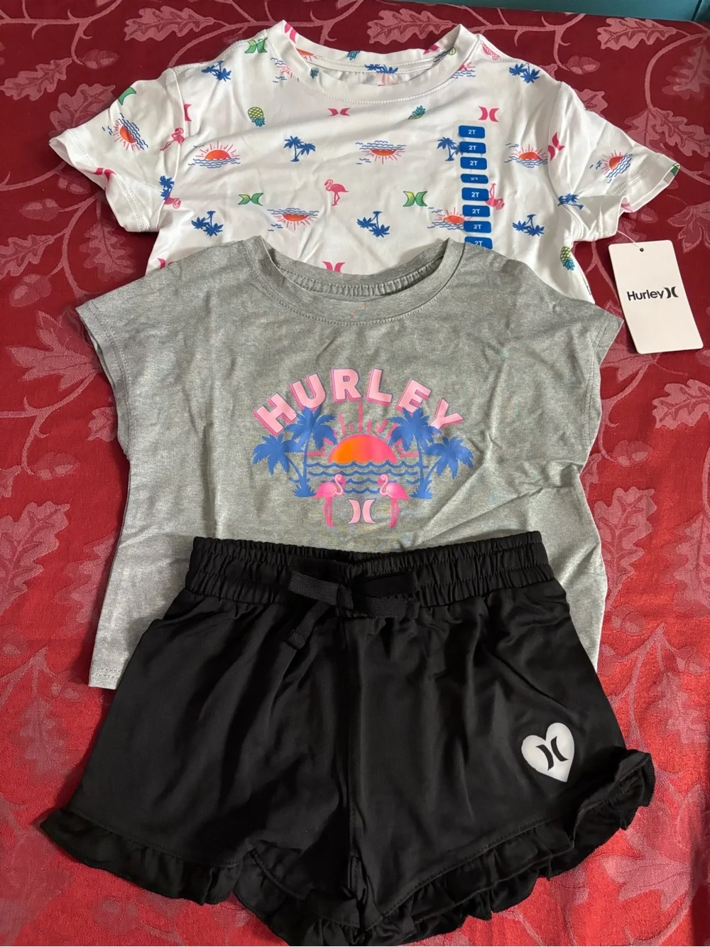 Hurley 3 piece shirt and short set